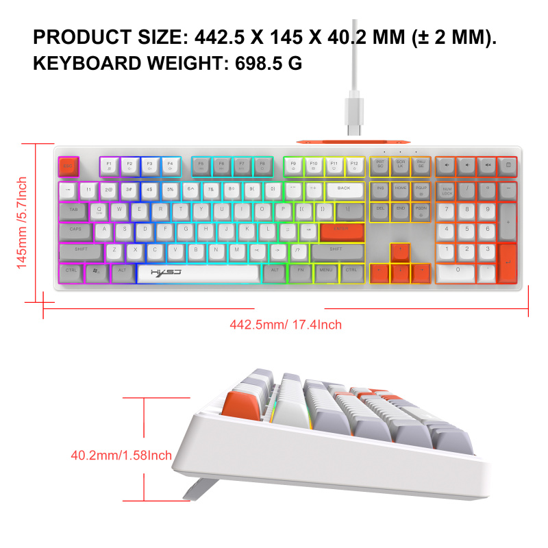 108 Key RGB Wired Film Gaming Keyboard